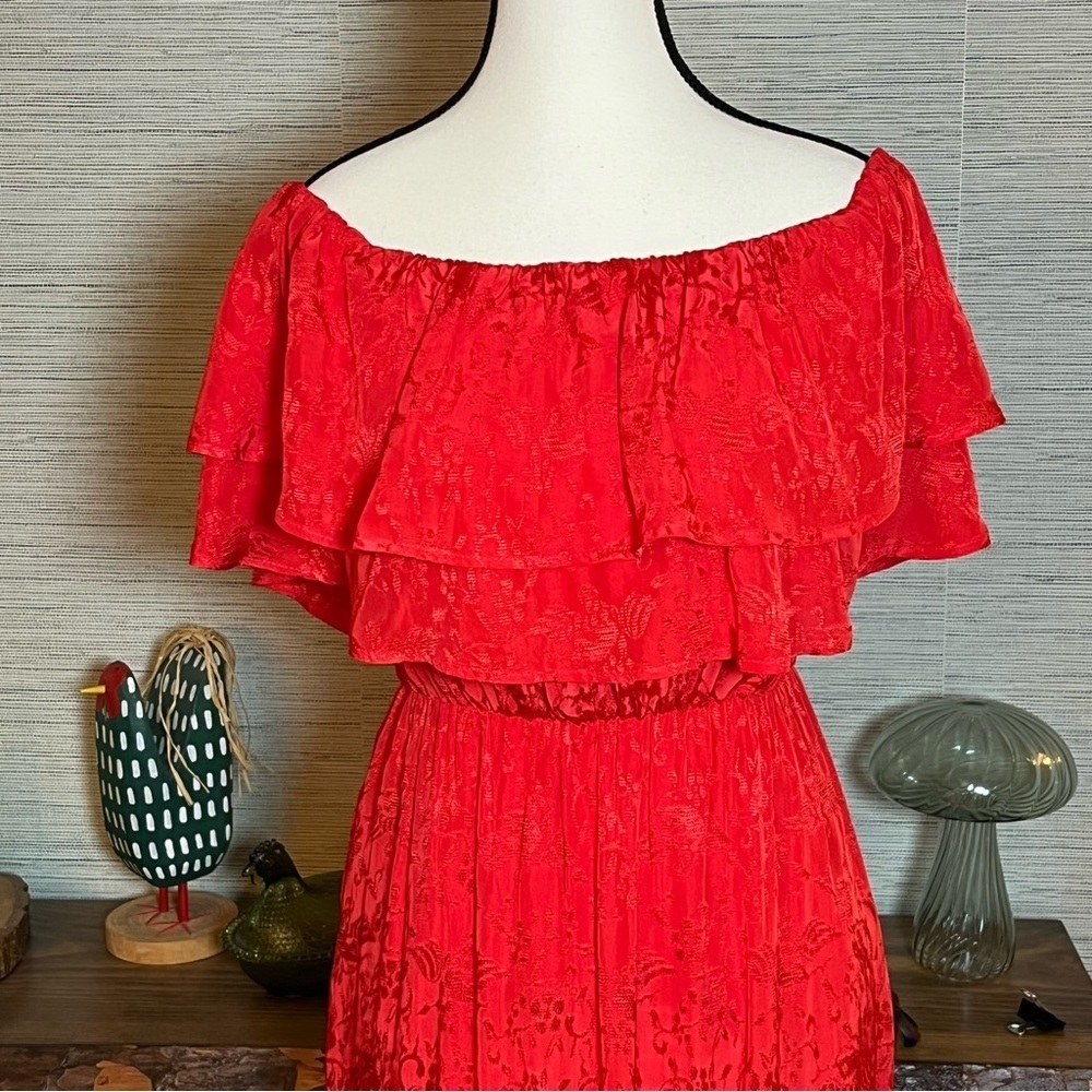 House of Harlow 1960 x Revolve Miriana Maxi Dress Red Ruffle Size Small Boho - Picture 4 of 7